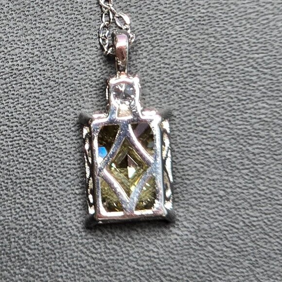 Ice Cut CZ Citrine Pendant Necklace‎ with CZ Accents in Sterling Silver (NWOT) - Picture 3 of 7